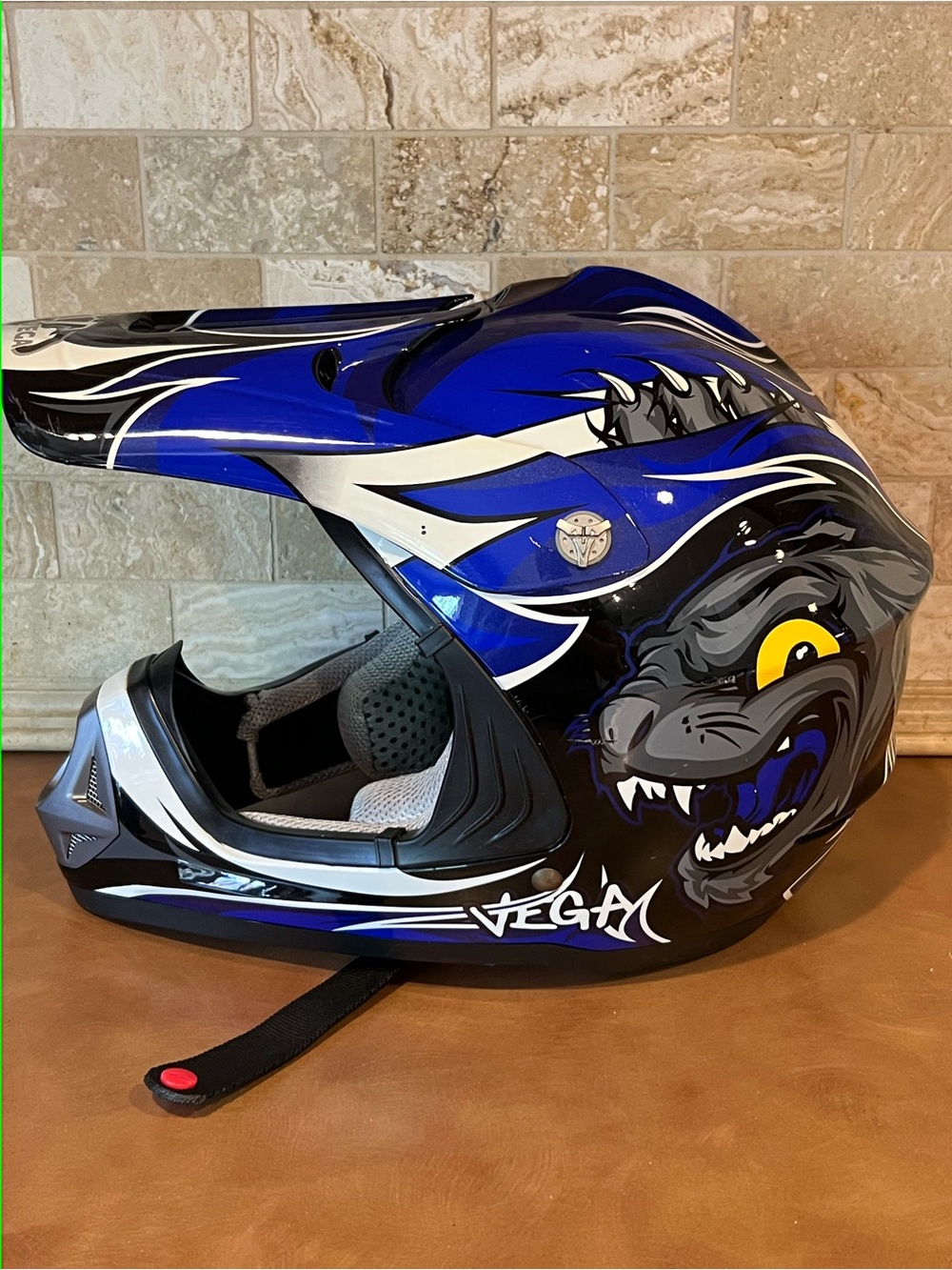 Vega viper wildcat Blue Graphic Off Road Motorcycle Helmet, Kids Small - Picture 3 of 8